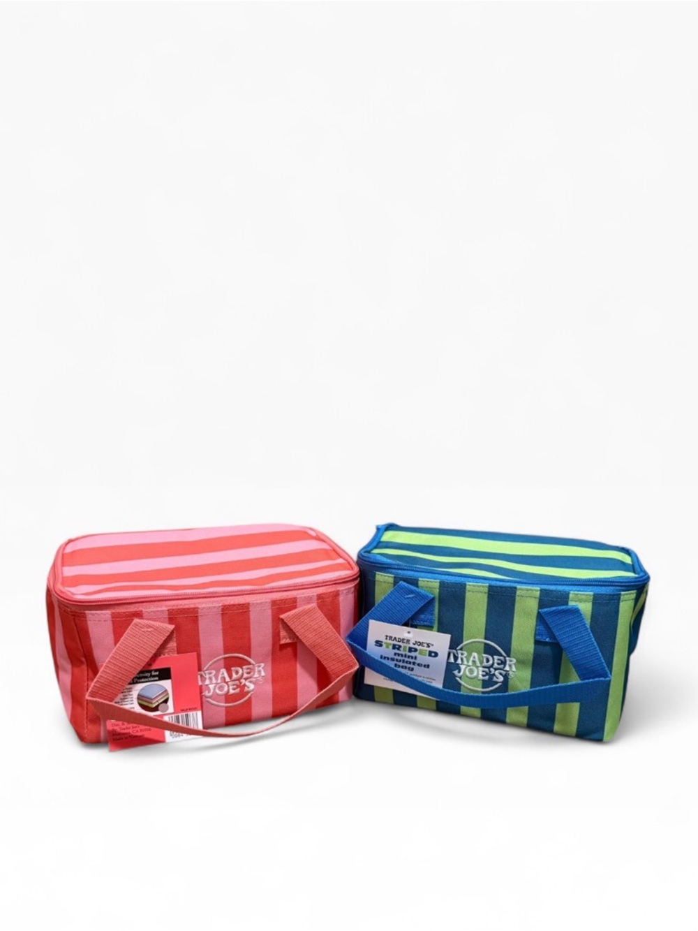 Bundle of 2 Trader Joe’s NEW Mini Insulated Striped Bags Spring 2026 - Picture 2 of 6